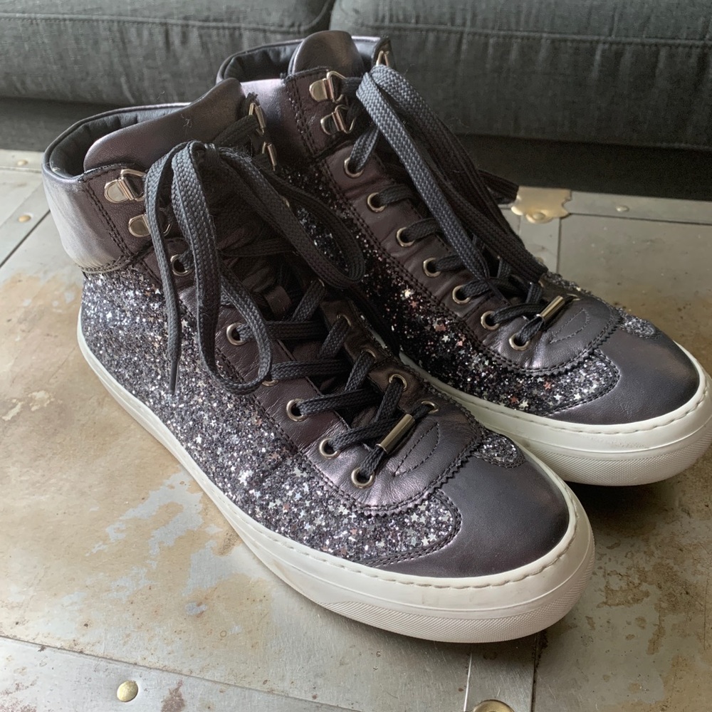 Jimmy choo glitter high top sneaker